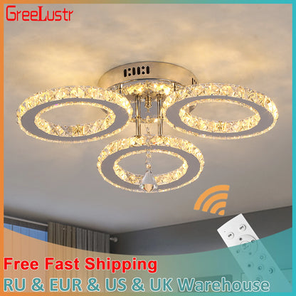 Modern Ceiling Lamp Pendant Light Crystal Led Chandelier, Bedroom Home Decor.