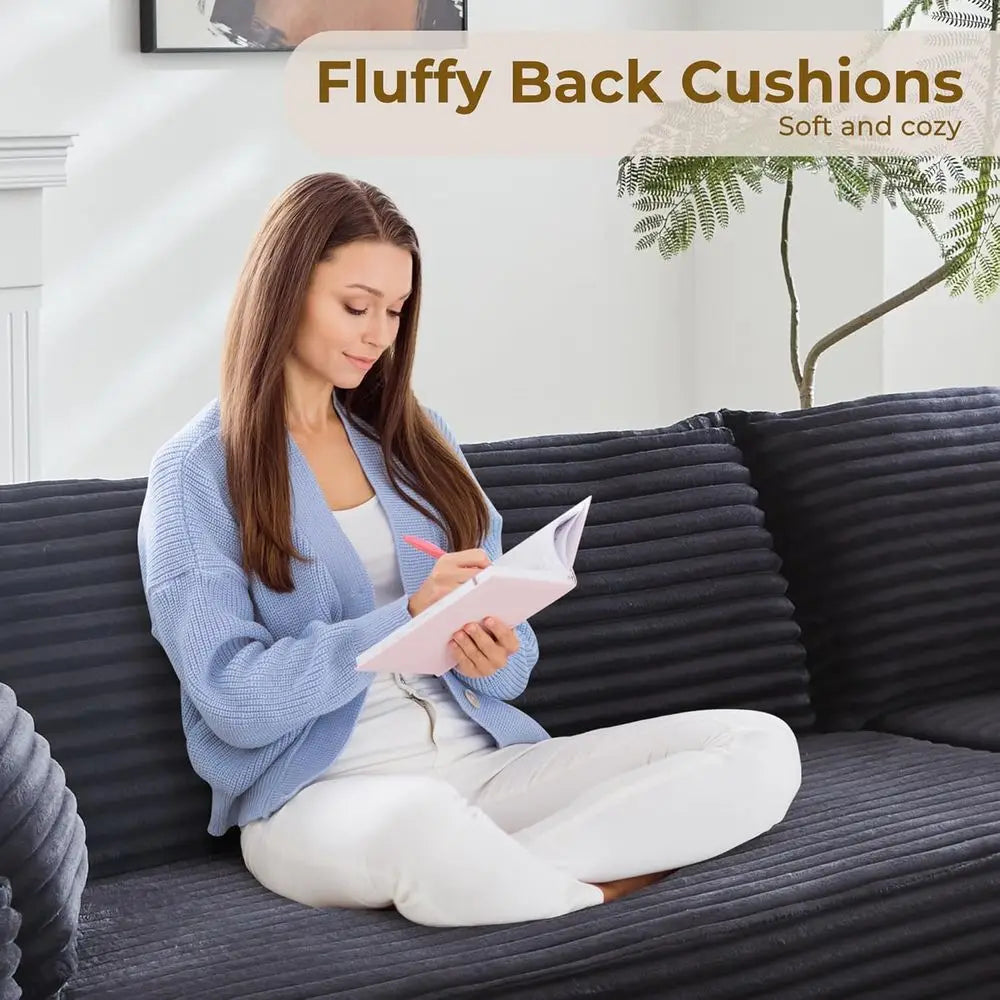 104 L-Shape Sectional Sofa, Plush Upholstered Cloud-Like Couch for Living Room.