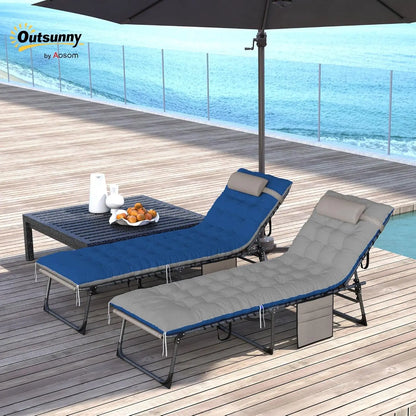 Chaise Lounge Chair Outdoor Set of 2, 5-Position Adjustable Outdoor Pool Lounge Chairs.