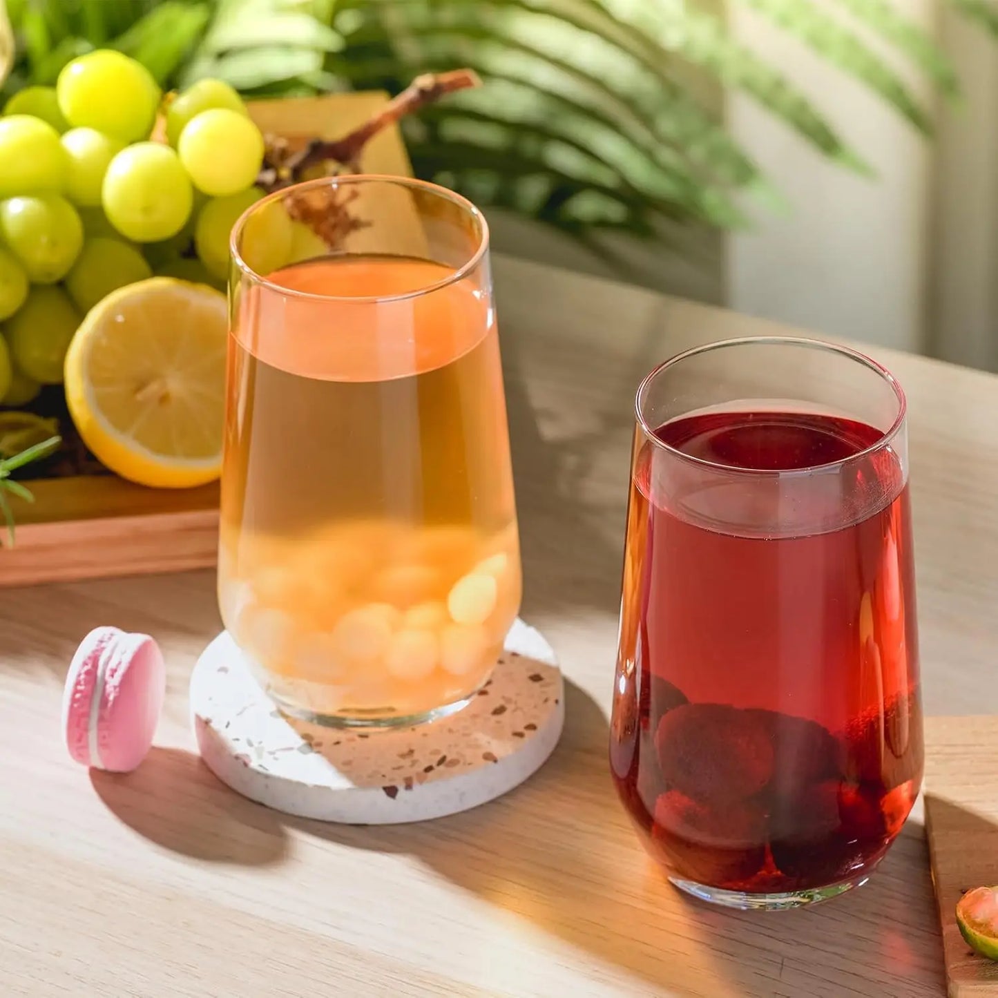 Set of 6 Crystal Water Glasses, 16.4 oz Tall Cups for Cocktail, Iced Tea - Perfect for Kitchen and Bar