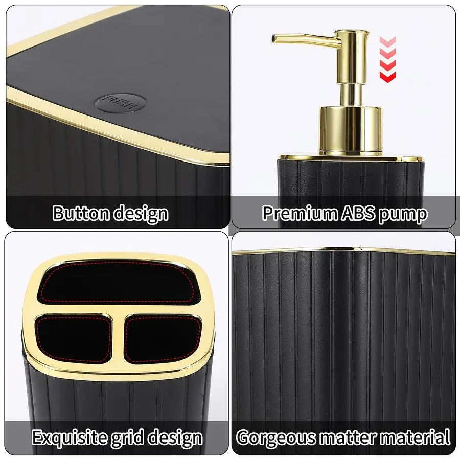 Accessories Set Gorgeous Black Bathroom Set, 10PC Bathroom Accessory Set.
