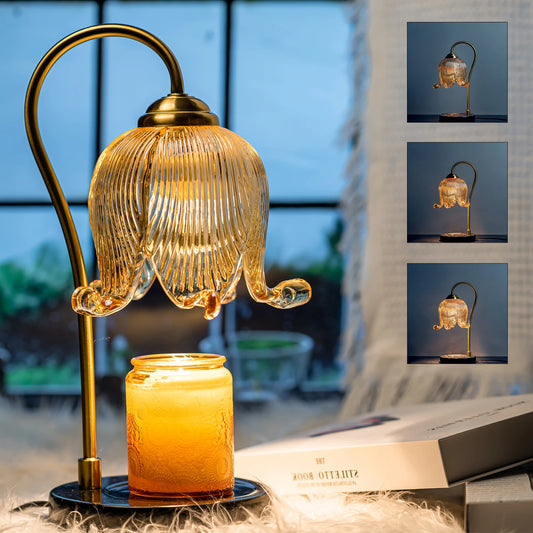 Tulip Flower Warm Candle Lamp French Retro Bedroom Bedside Lamp Fireless Fragrance.