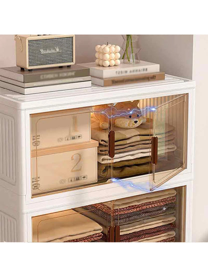 5layer Versatile 1-5 Layer Folding Storage Cabinet with Magnetic Doors - Dustproof, Waterproof for Clothes