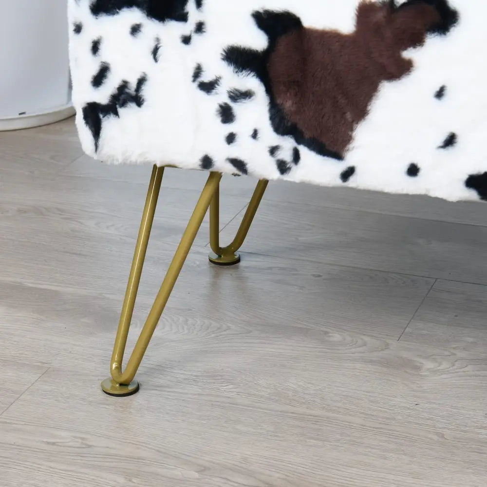 Long Rectangle Faux Fur Ottoman Entryway Bench Soft Furry Footrest Accent Seating for Bedroom.