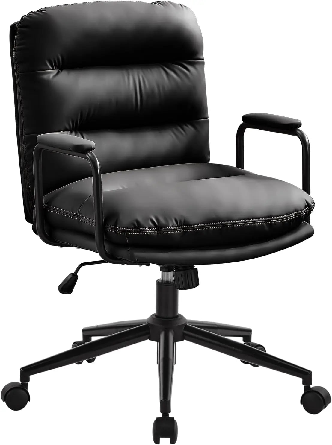 Leather Home Desk Chair, Comfortable Executive Office Chair with Wheels, Adjustable Height.