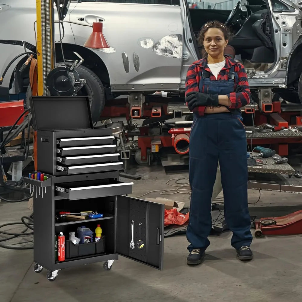 Rolling Tool Storage Cabinet with Enhanced Packaging, Detachable Top Toolbox, Metal Tool Cart.