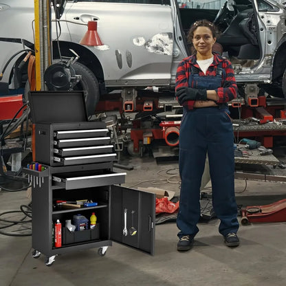 Rolling Tool Storage Cabinet with Enhanced Packaging, Detachable Top Toolbox, Metal Tool Cart.