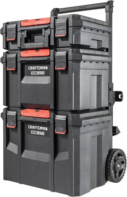 Waterproof Rolling Toolbox with Wheels, Stackable Storage for Indoor/Outdoor.