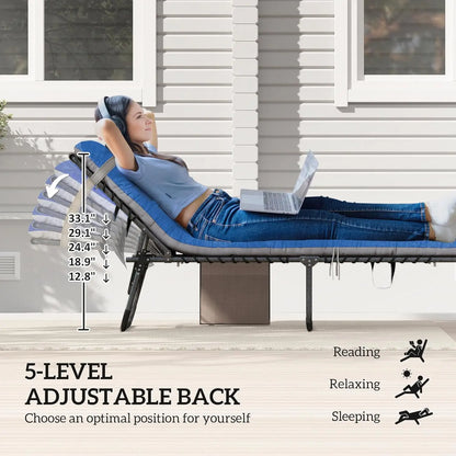 Chaise Lounge Chair Outdoor Set of 2, 5-Position Adjustable Outdoor Pool Lounge Chairs.