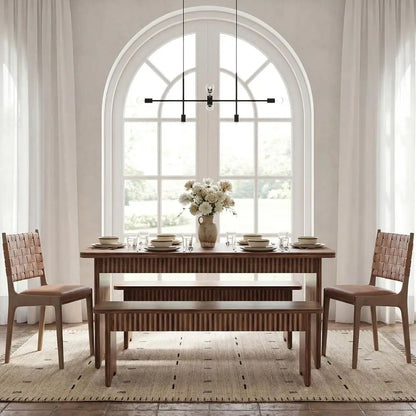 55" Dining Table with 2 Benches, Dining Table Set or 4-6 People.