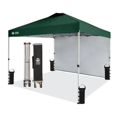 10x10 Pop Up Canopy with 1 Side Wall - Tent with One Push Setup - Outdoor Sun Shade for Events.