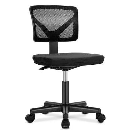 Mesh with Lumbar Support Armless Office Chair Low Back with Wheels Adjustable Height, Rolling Swivel Computer Chair