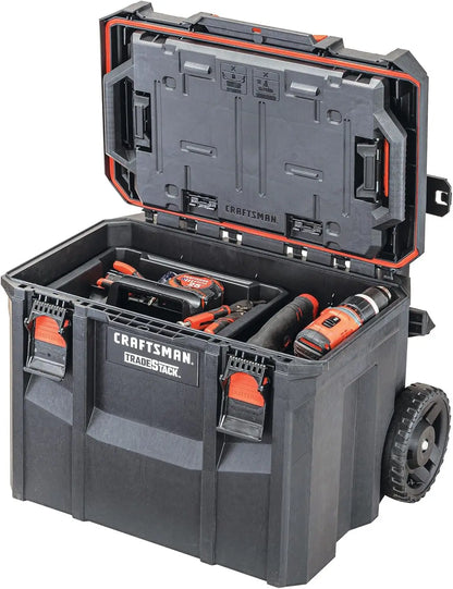 Waterproof Rolling Toolbox with Wheels, Stackable Storage for Indoor/Outdoor.