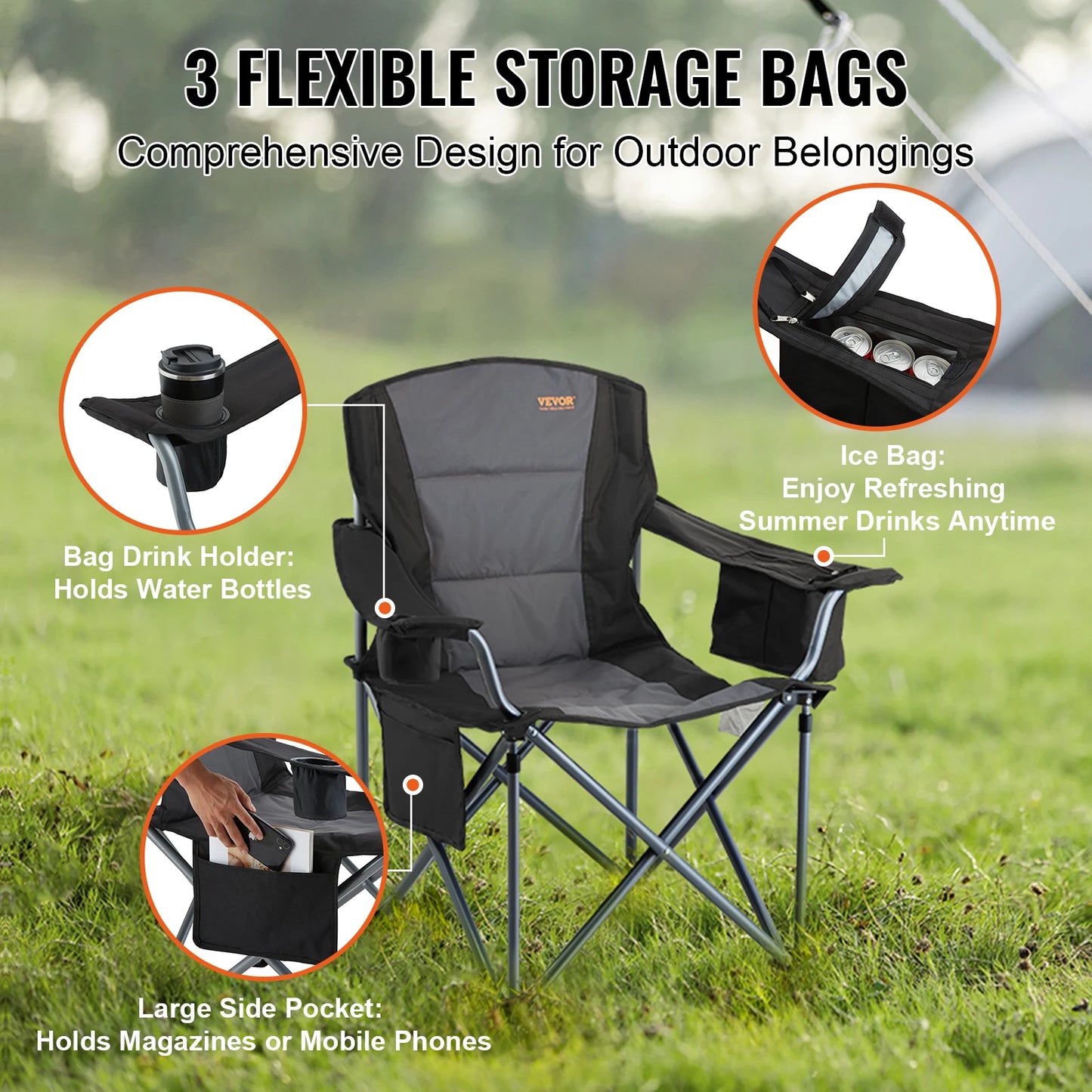 Outdoor Camping Chair 350lbs High Load Ultralight Folding Chair, Portable.