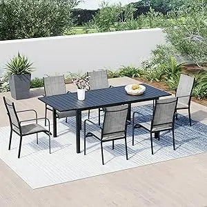 5/7/9-Piece All-Weather Rattan Patio Dining Set with 60" Wood Tabletop & Umbrella Hole.