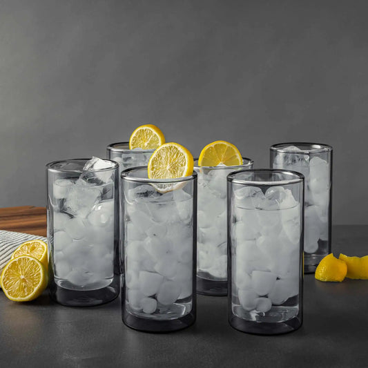 6-Pack 16oz Double Wall Glass Set, Insulated Drinking Glasses for Iced Beverages & Cocktails.