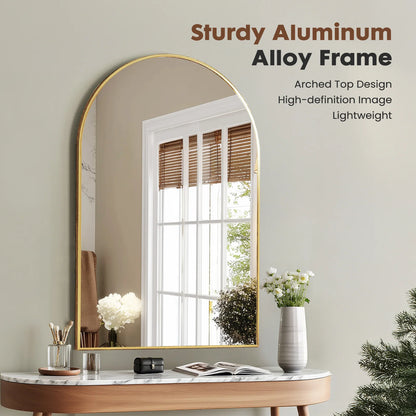 JHK 26"x38" Arched Metal Framed Bathroom Mirrors for Wall  Hanging and Bedroom Entryway