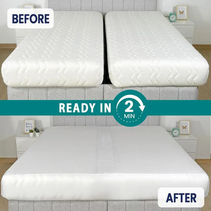 Fitted Sheet Attached Bed Bridge Twin XL to King Converter Kit with Sheet Strap Set Split King Gap Filler.