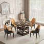 5-Piece Round Dining Table Set with Storage, with 4 PU Leather Chairs, Space Saving.