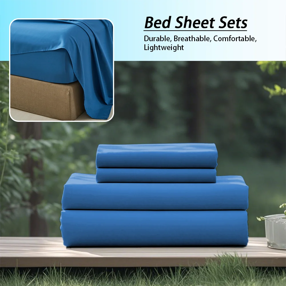 3/4Pcs soft solid color fashionable home bedding set, 1 fitted sheet, 1 flat sheet, 1/ 2 pillowcases