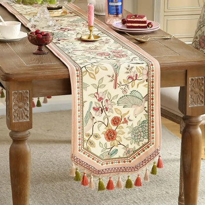 Velvet French Table Runner Farmhouse for Home Kitchen Dining Decor.