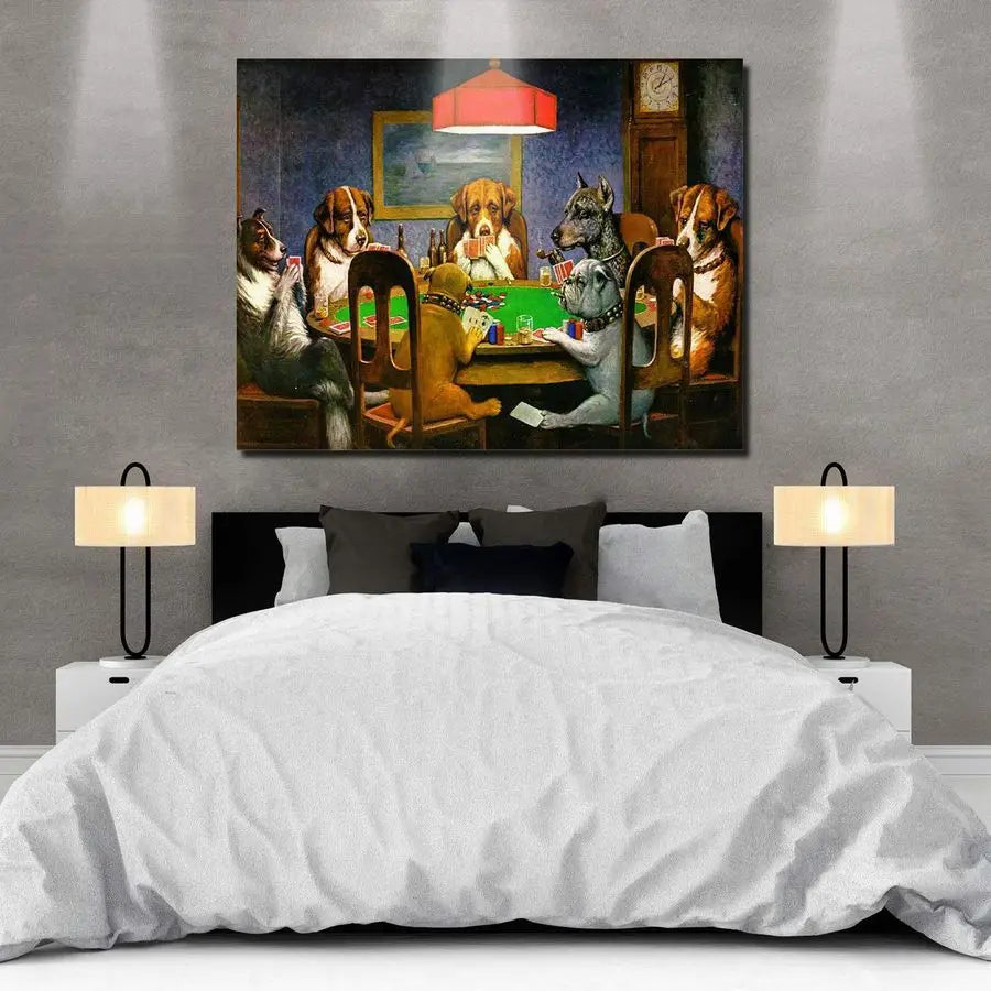 Print Wall Art Pokers Dogs .Playing Cards Wall Decor Modern Artwork Paintings Framed