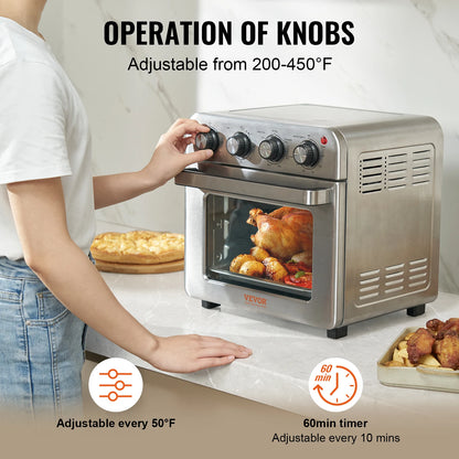 SucceBuy 18L 1700W Air Fryer Toaster Oven Stainless Steel Toaster Ovens Countertop Combo.