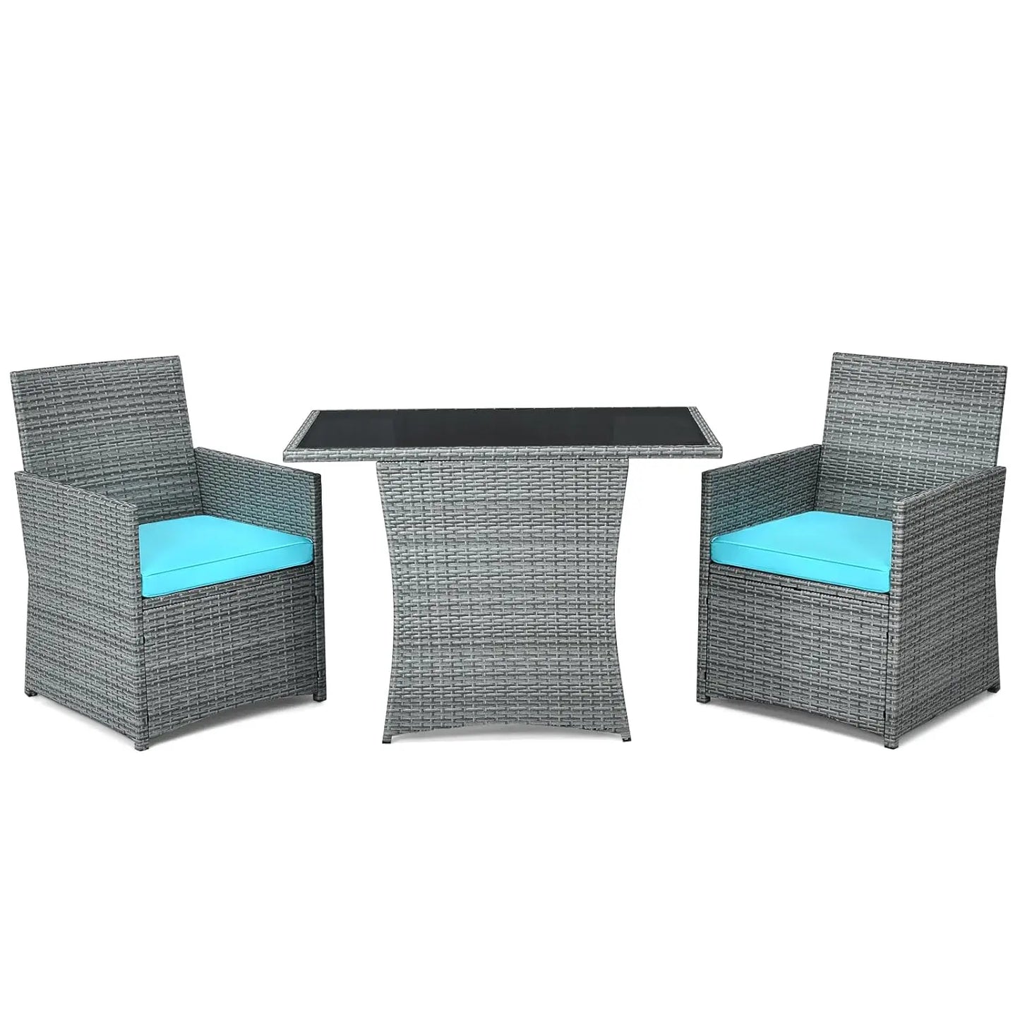 3 Pieces Patio Rattan Furniture Set, Outdoor Wicker Conversation Set.