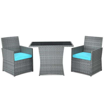 3 Pieces Patio Rattan Furniture Set, Outdoor Wicker Conversation Set.