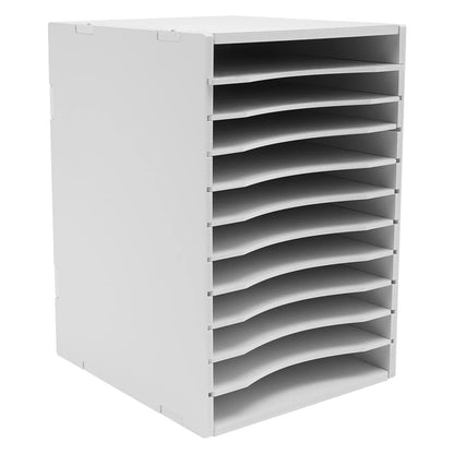 Adjustable Desktop File Organizer, 11 Compartments, Removable Dividers for Office Supplies.