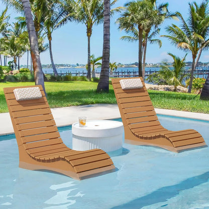 Pool Lounge Chairs Set of 2, Pool Lounge Chairs up to 10-Inches of Water, with Headrest.