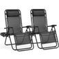 Zero Gravity Set of 2 Portable Recliner, Patio Outdoor Lounge Chair with Cup Holder, Adjustable Pillow.
