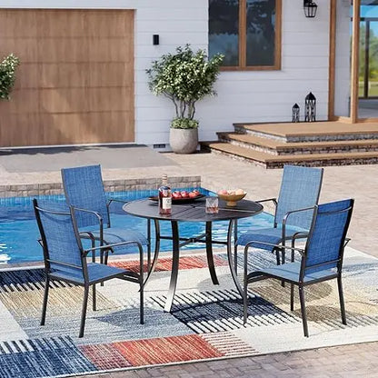 5/7/9-Piece All-Weather Rattan Patio Dining Set with 60" Wood Tabletop & Umbrella Hole.