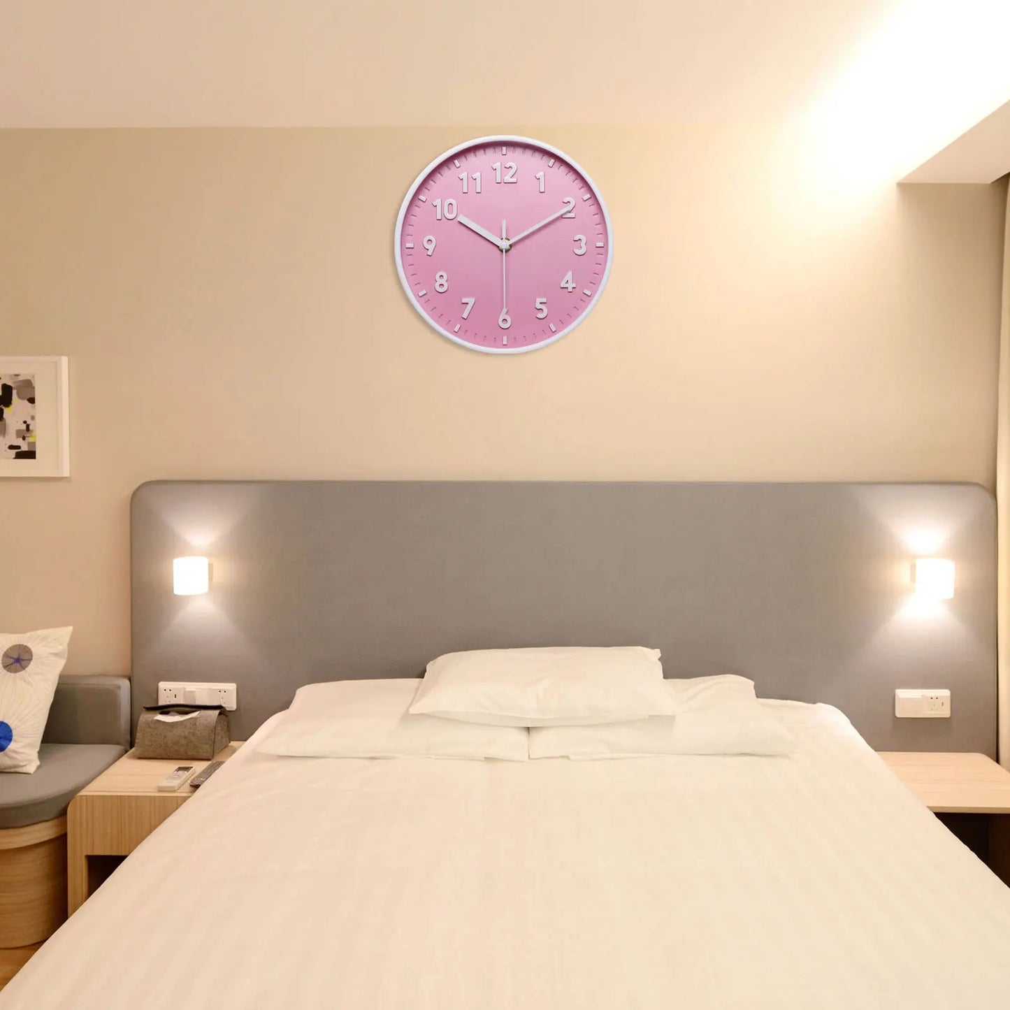 8 Inch Wall Clock 3D Number Quartz Battery Operated Silent Non-Ticking Round Wall Clocks Decorative.
