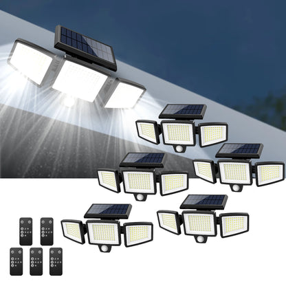 Outdoor Waterproof Solar Light with Motion Sensor 3-Head Security Light for Porches Garages Yard Entrances