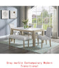 Contemporary 7pc Dining Set with White Faux Marble Rectangular Table and Full Back Upholstered Chairs.