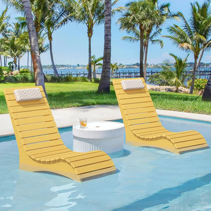 Pool Lounge Chairs Set of 2, Pool Lounge Chairs up to 10-Inches of Water, with Headrest.
