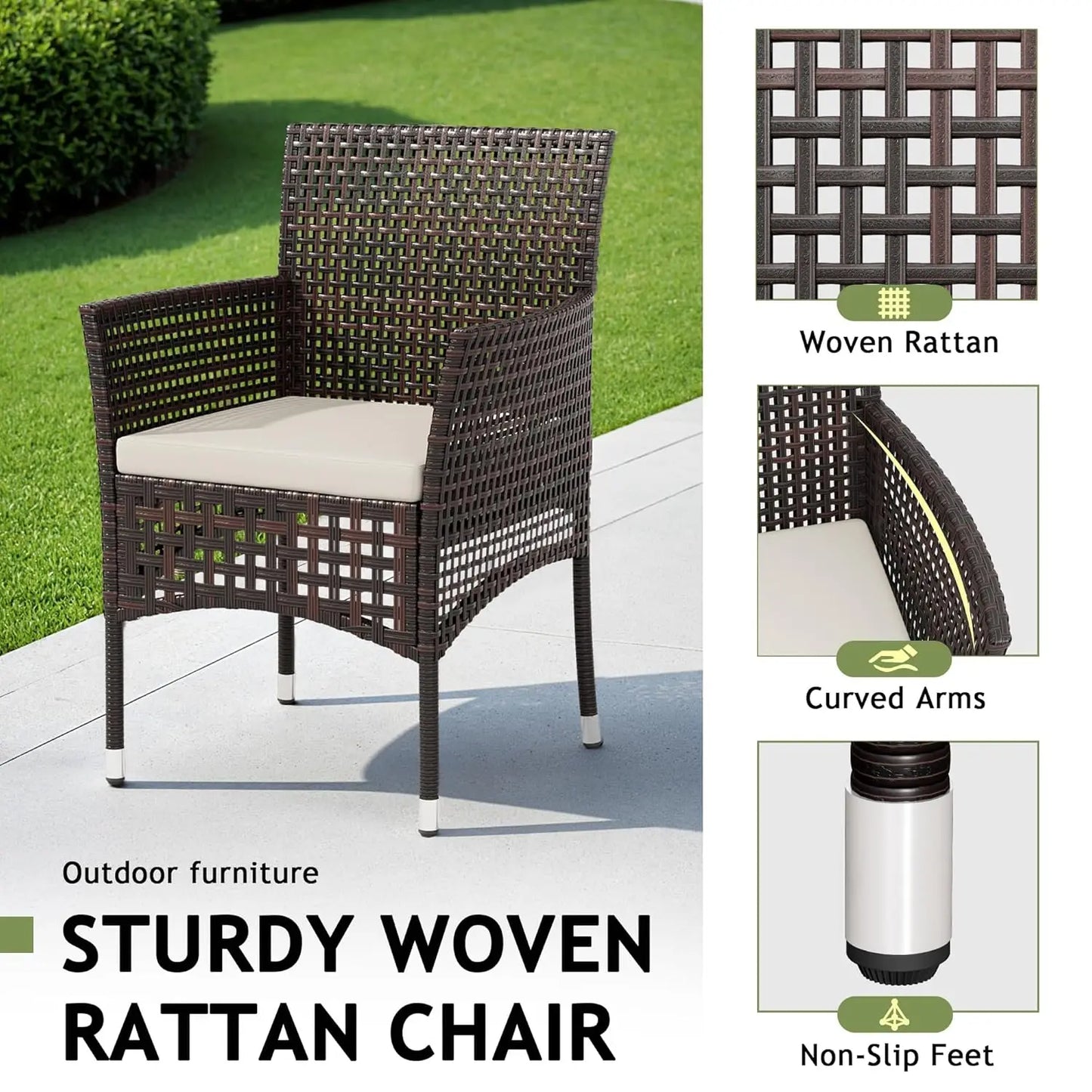 Outdoor 3 Piece Patio Furniture Set Wicker Chairs with Glass-top Coffee Table for Balcony, and Porch.
