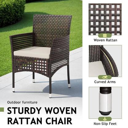 Outdoor 3 Piece Patio Furniture Set Wicker Chairs with Glass-top Coffee Table for Balcony, and Porch.