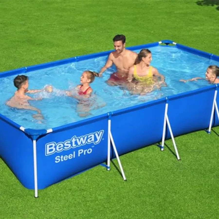 13 Foot x 32 Inch Rectangular Above Ground Outdoor Pool Steel Framed Vinyl Swimming Pool.