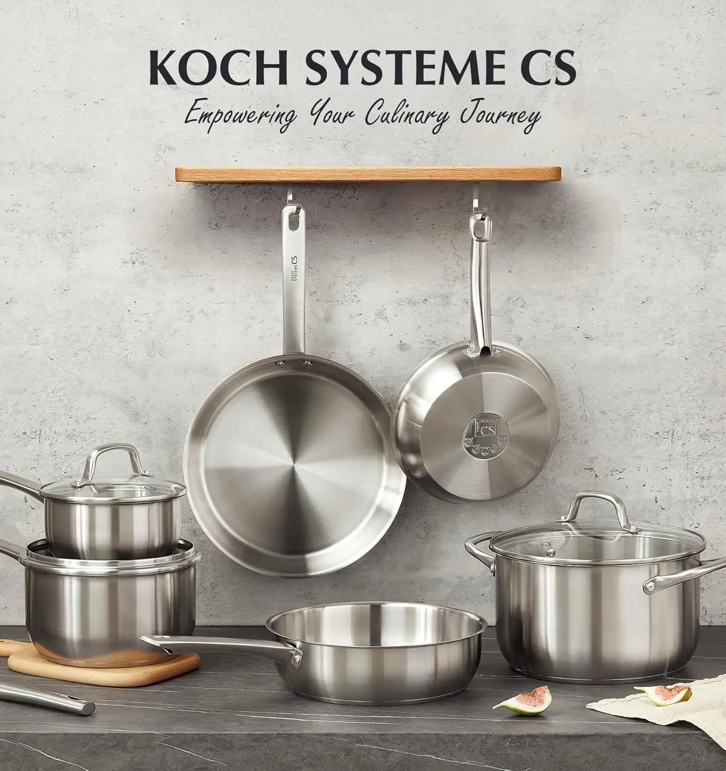 KOCH SYSTEME CS 10 Piece Stainless Steel Pots and Pans Set, Kitchen cookware, Oven Safe to 450°F