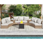 11-Piece Outdoor Wicker Sectional Sofa Set with Storage Wedge Table, Weather-Resistant.