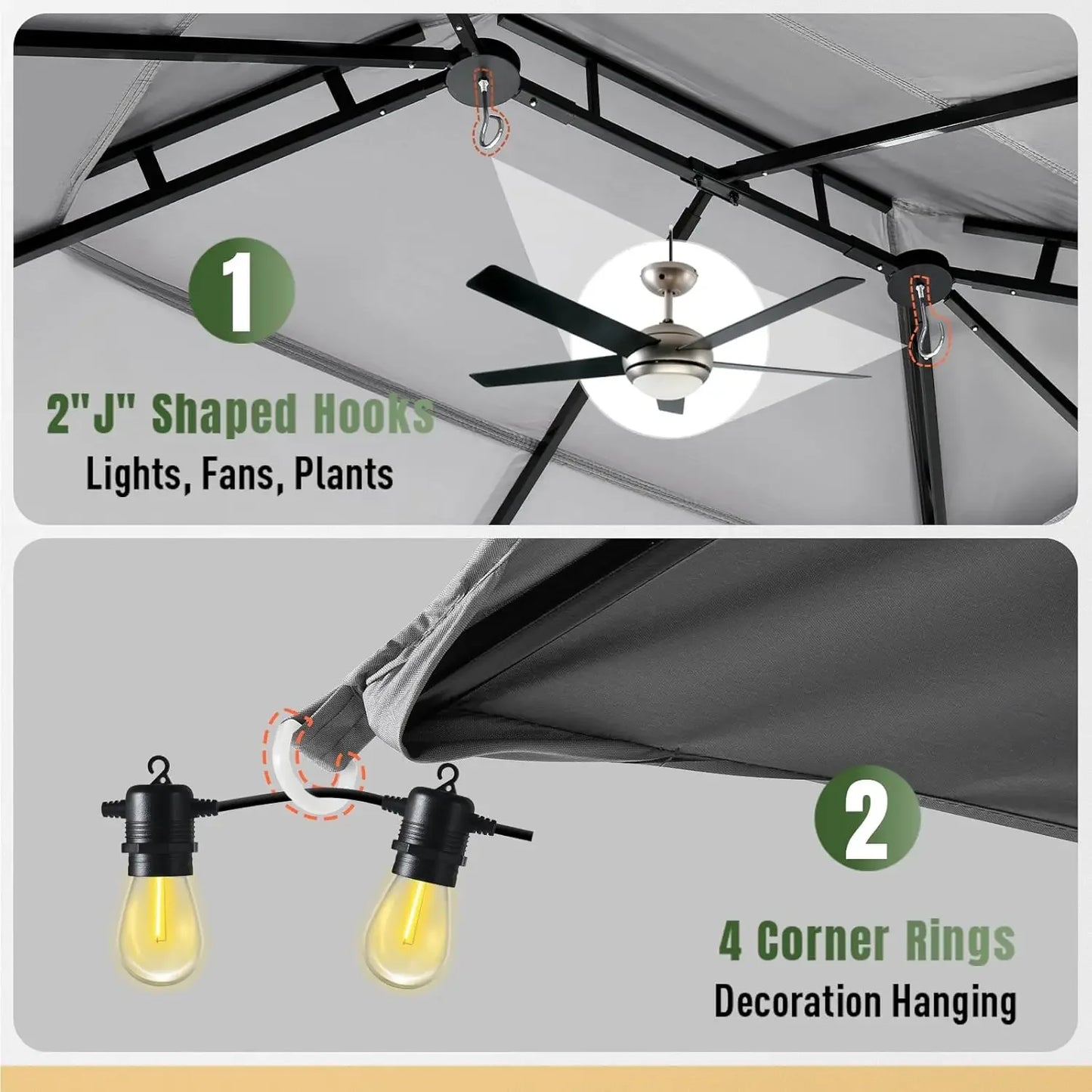 Outdoor Gazebo for Patio 10x12, Metal Frame Canopy with Double Roofs, Heavy Duty.