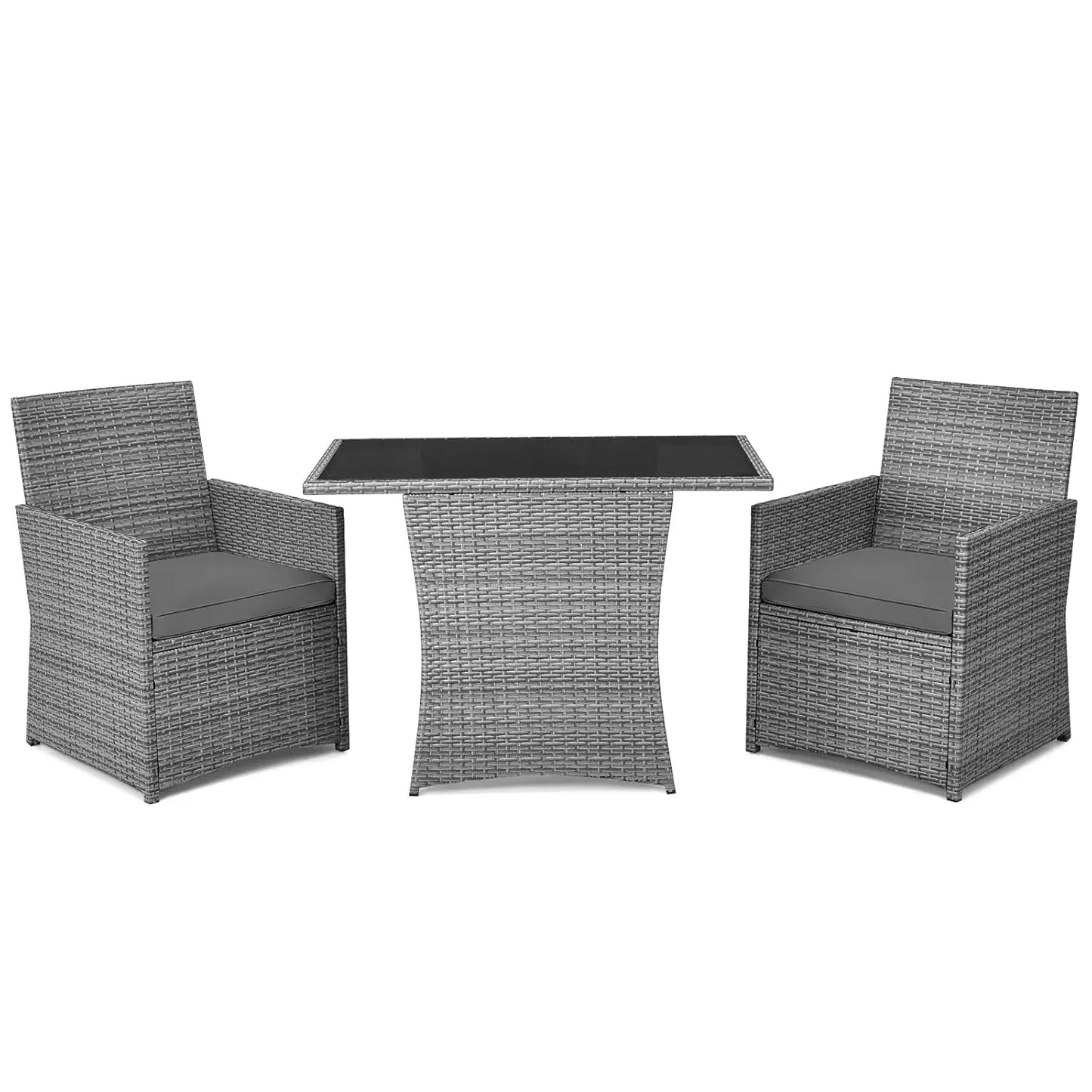 3 Pieces Patio Rattan Furniture Set, Outdoor Wicker Conversation Set.