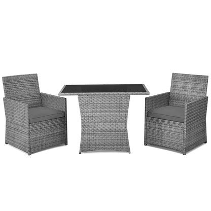 3 Pieces Patio Rattan Furniture Set, Outdoor Wicker Conversation Set.