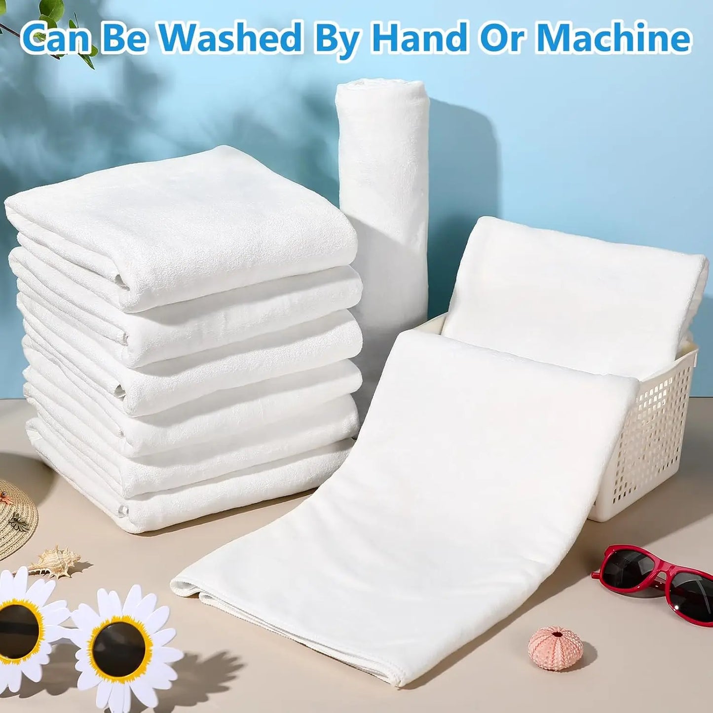 16 Pack Bulk Microfiber Towels 27x60 Oversized Highly Absorbent Soft for Beach Pool Bathroom