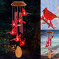Solar Wind Chimes, Wooden Cardinal with Aluminum Tubes, Outdoor Garden Decor