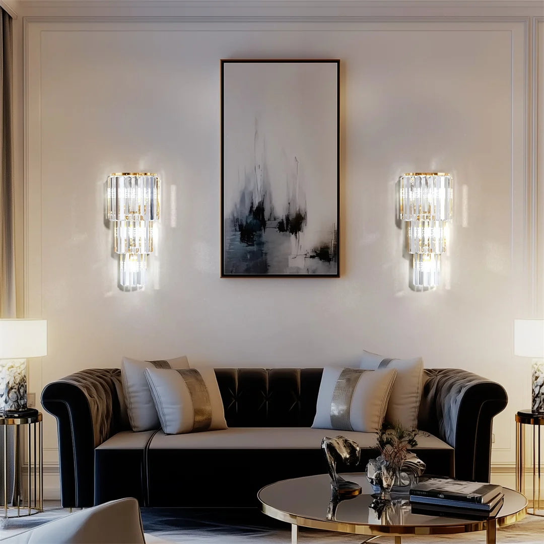 Modern Crystal Wall Lamp 3-Layer Wall Crystal Sconce Light, Led Corn Lights.