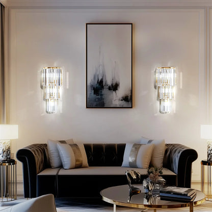 Modern Crystal Wall Lamp 3-Layer Wall Crystal Sconce Light, Led Corn Lights.