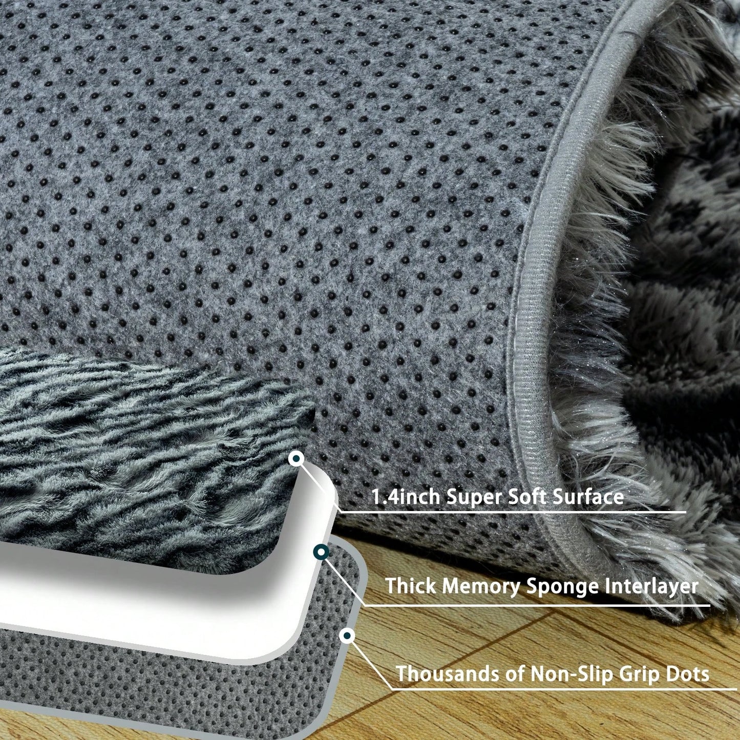 Fluffy Long Shag Zebra Print Rug for Bedroom, Washable, Super Soft Indoor Plush Rug.